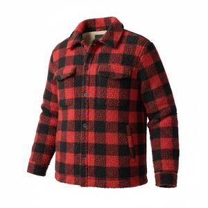 Lucky Brand Men's Buffalo Check Faux Shearling Shirt Jacket Plaid streetcore
